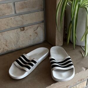 adidas Black and White Slide Sandals